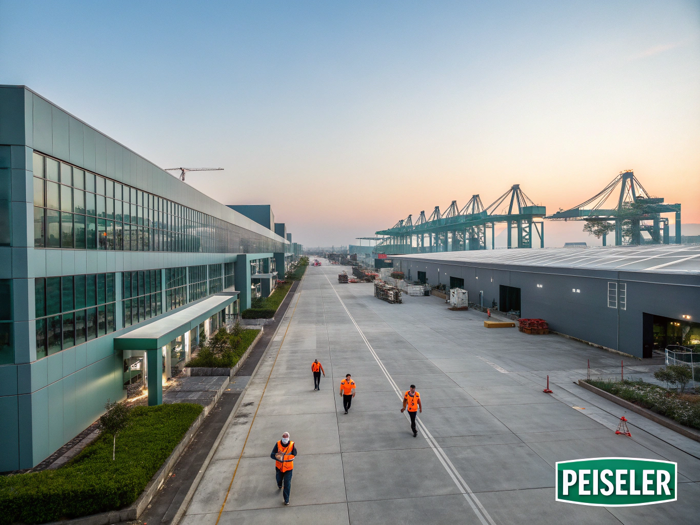 WarmBear Adhesive modern manufacturing complex, logistics loading docks, and corporate gate in Linyi
